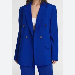 Zara Tailored Double Breasted Blazer in Royal Blue Womens Size Small